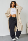 Beige Casual Knit Puff Sleeve Loose Cardigan