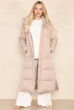 Winter Chic Side Slit Hooded Zip-Up Thermal Cotton Coat