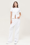 Casual Short Sleeve Button Slim Top & Wide Leg Trousers Co-ord