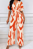 Trendy V-Neck Allover Print Thin Waist Wide Leg Jumpsuit