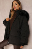 Versatile Stylish Plush Hooded Zip-Up Thermal Cotton Coat