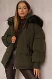 Versatile Stylish Plush Hooded Zip-Up Thermal Cotton Coat