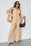 V-Neck Tailored Button Tank & Suiting Pants With Blazer Three-Piece Set