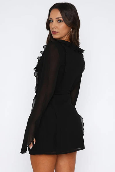 Glamorous long clearance sleeve flounce dress