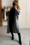 KATCH ME Charcoal Casual Knit Puff Sleeve Loose Cardigan Coat 29.99