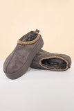 KATCH ME Grey Casual Textured Fur Chunky Thermal Slip-On Shoes