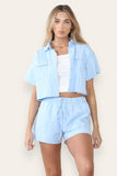 KATCH ME Women's Casual Flap Pockets Button Blouse & Elastic Waist Drawstring Shorts Co-ord Co-ord 24.99