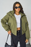 KATCH ME Women's Khaki Street Stand Collar Hooded Zip-Up Long Sleeve Trench Coat With Toggle Coat