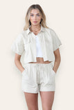 KATCH ME Women's Casual Flap Pockets Button Blouse & Elastic Waist Drawstring Shorts Co-ord Co-ord 24.99