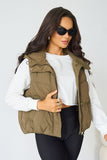 Women's Camel Fall & Winter Street Solid Color Hooded Zip-Up Thermal Vest