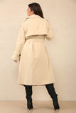 Camel Chic Waist Tie Double Breasted Trench Coat