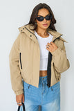 Street Stand Collar Hooded Zip-Up Trench Coat With Toggle