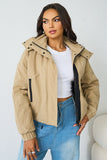 Street Stand Collar Hooded Zip-Up Trench Coat With Toggle