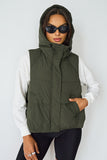 Fall & Winter Street Solid Color Hooded Zip-Up Thermal Vest