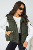 Fall & Winter Street Solid Color Hooded Zip-Up Thermal Vest