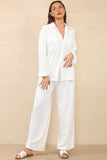 KATCH ME Casual Solid Flap Pocket Button Long Sleeve Shirt & Wide Leg Trousers Co-ord Co-ord