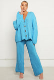 KATCH ME Blue Casual Knit V Neck Cardigan & Loose Trousers Co-ord Co-ord 35.99