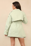 Women's Sage Notch Lapel Double Breasted Waist Tie Trench Coat