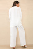 KATCH ME Casual Solid Flap Pocket Button Long Sleeve Shirt & Wide Leg Trousers Co-ord Co-ord