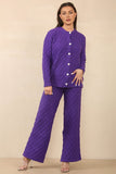 KATCH ME Purple Casual Textured Long Sleeve Cardigan & Drawstring Waist Trousers With Knit Tank Three-Piece Sets Co-ord 29.99