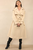 KATCH ME Camel Chic Waist Tie Double Breasted Trench Coat Coat