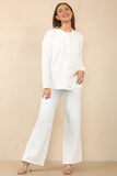 White Casual Textured Long Sleeve Cardigan & Drawstring Waist Trousers With Knit Tank Three-Piece Sets